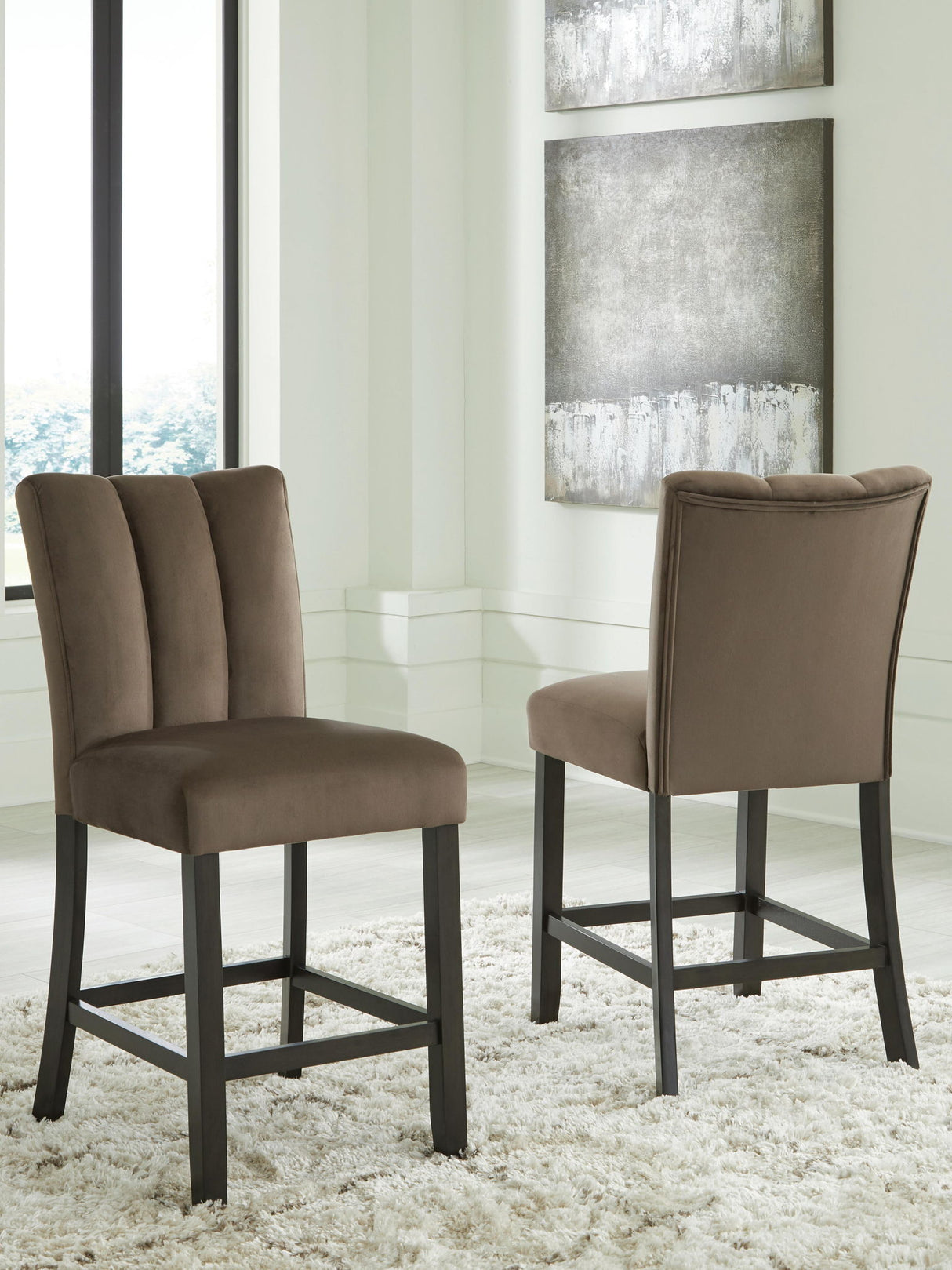 Jeshina - Upholstered Barstool (Set of 2) - Mocha - view 6