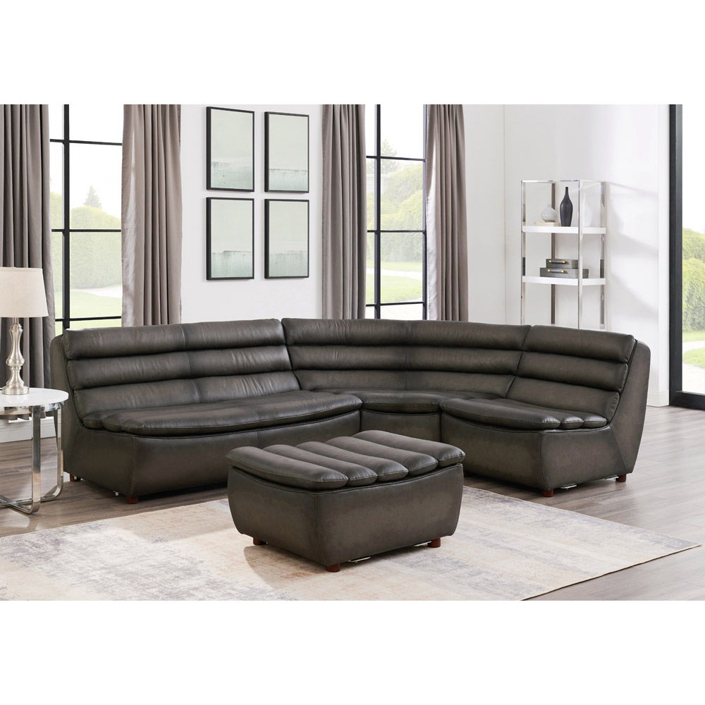 Carter Leather Sectional - Gray