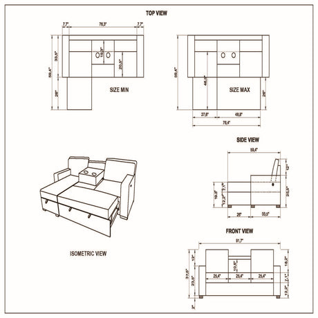 Territory - Pull Out Sofa Bed With Design - Dark Gray - view 10