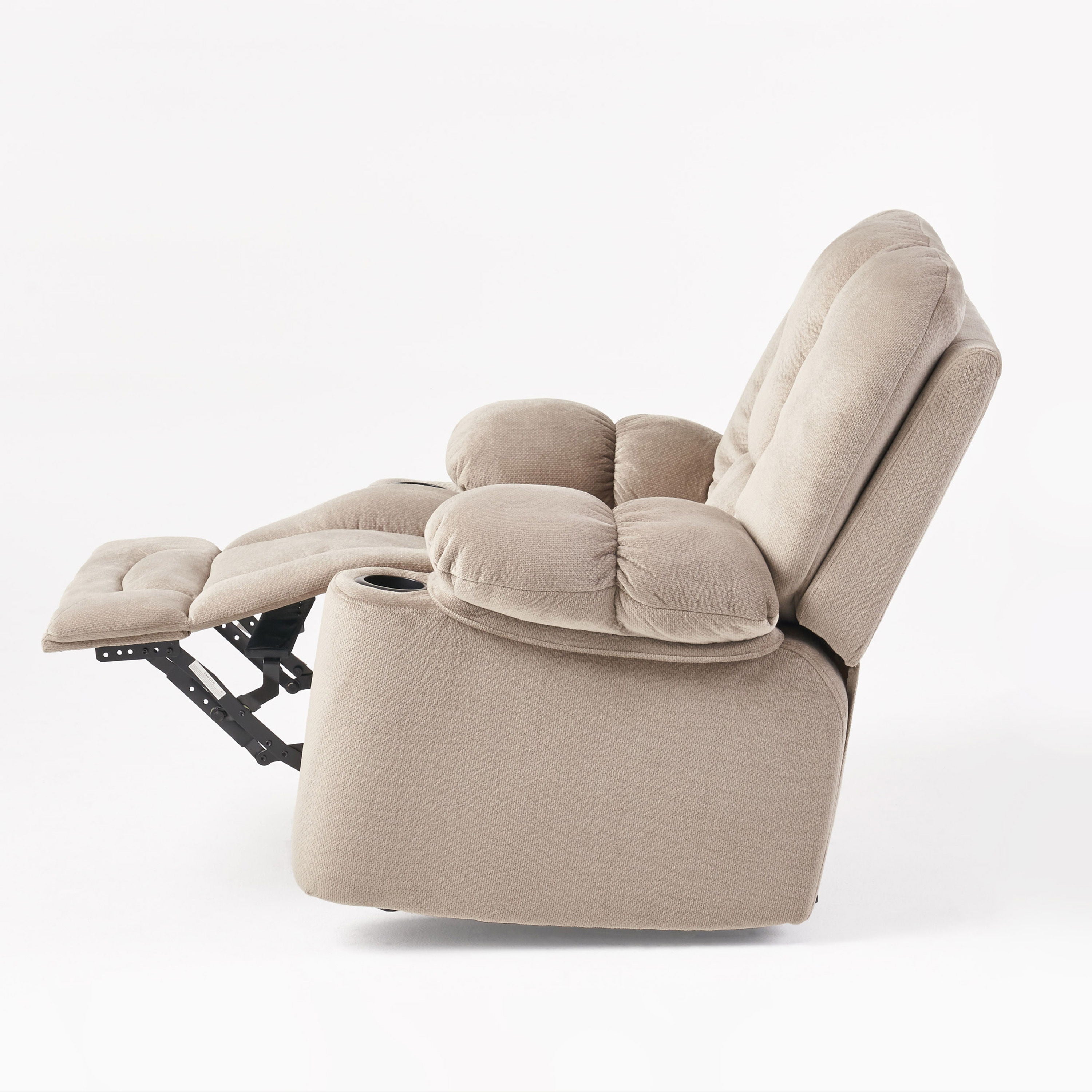 Luxurious Manual Recliner Chair With Skin-Friendly Fabric And Dual Cup Holders