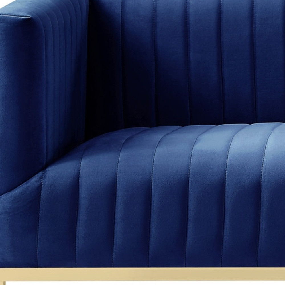 Velvet Sofa With Gold Legs - Navy Blue