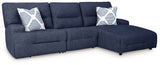Acklen Place - Reclining Sectional Blue 3 Pc. Power Reclining Sectional With RAF Power Reclining Back Chaise by Signature Design by Ashley® | Bel Furniture