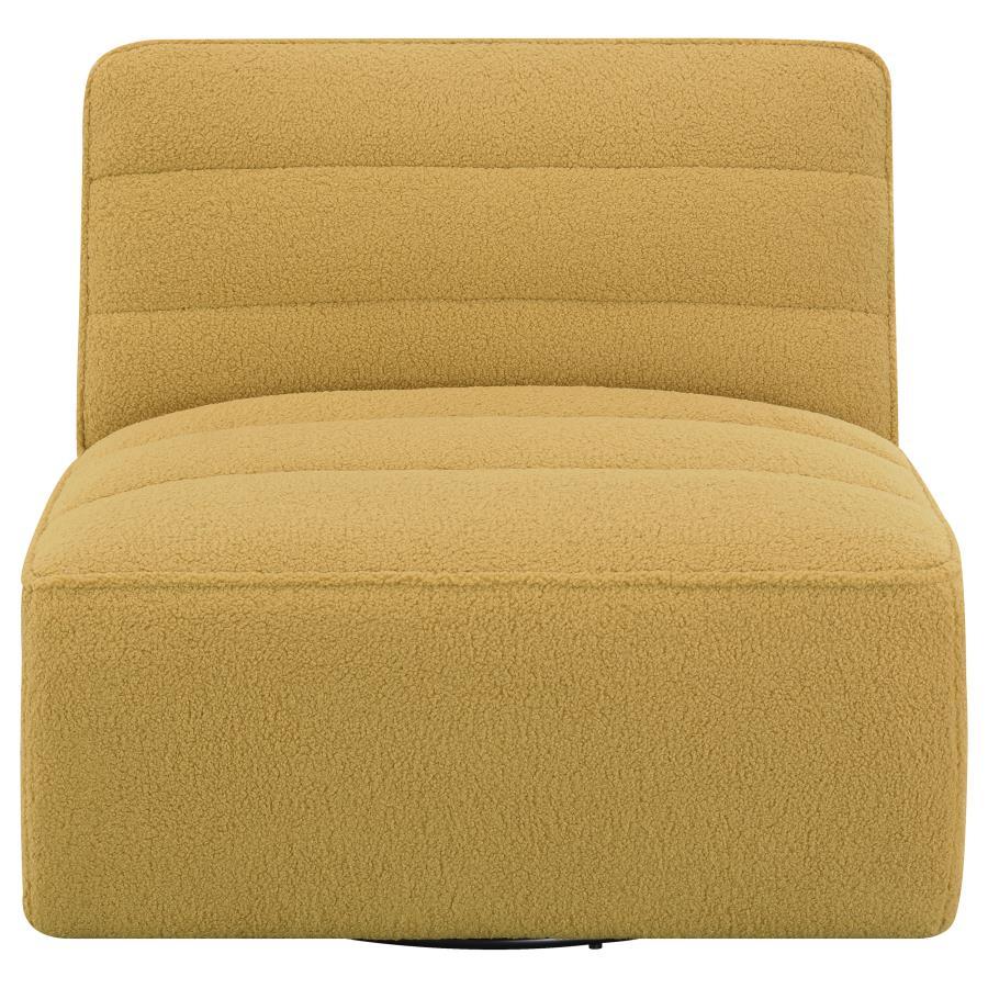 Cobie - Upholstered Armless Swivel Chair - Mustard