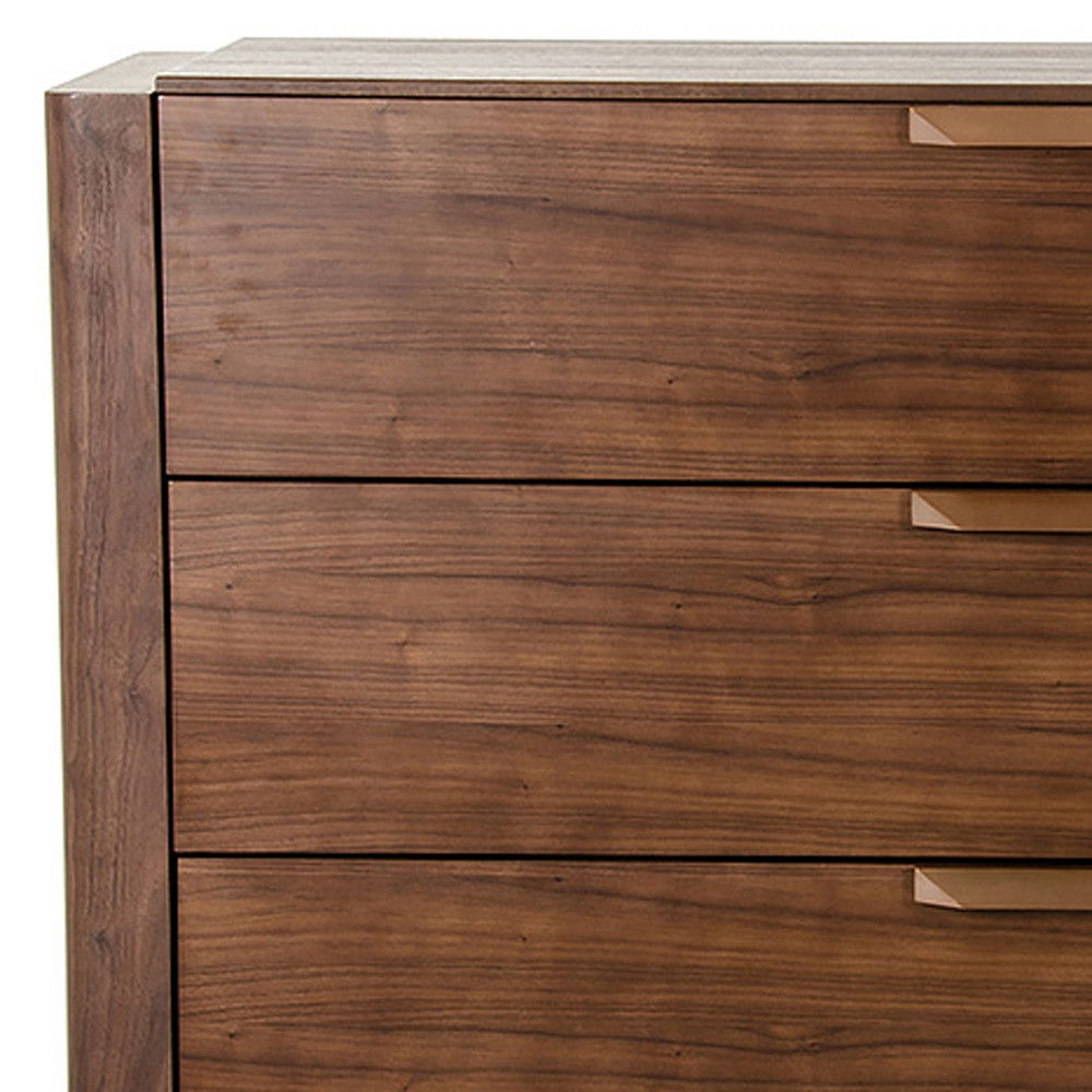 Veneer And Dresser With 6 Drawers - Tobacco