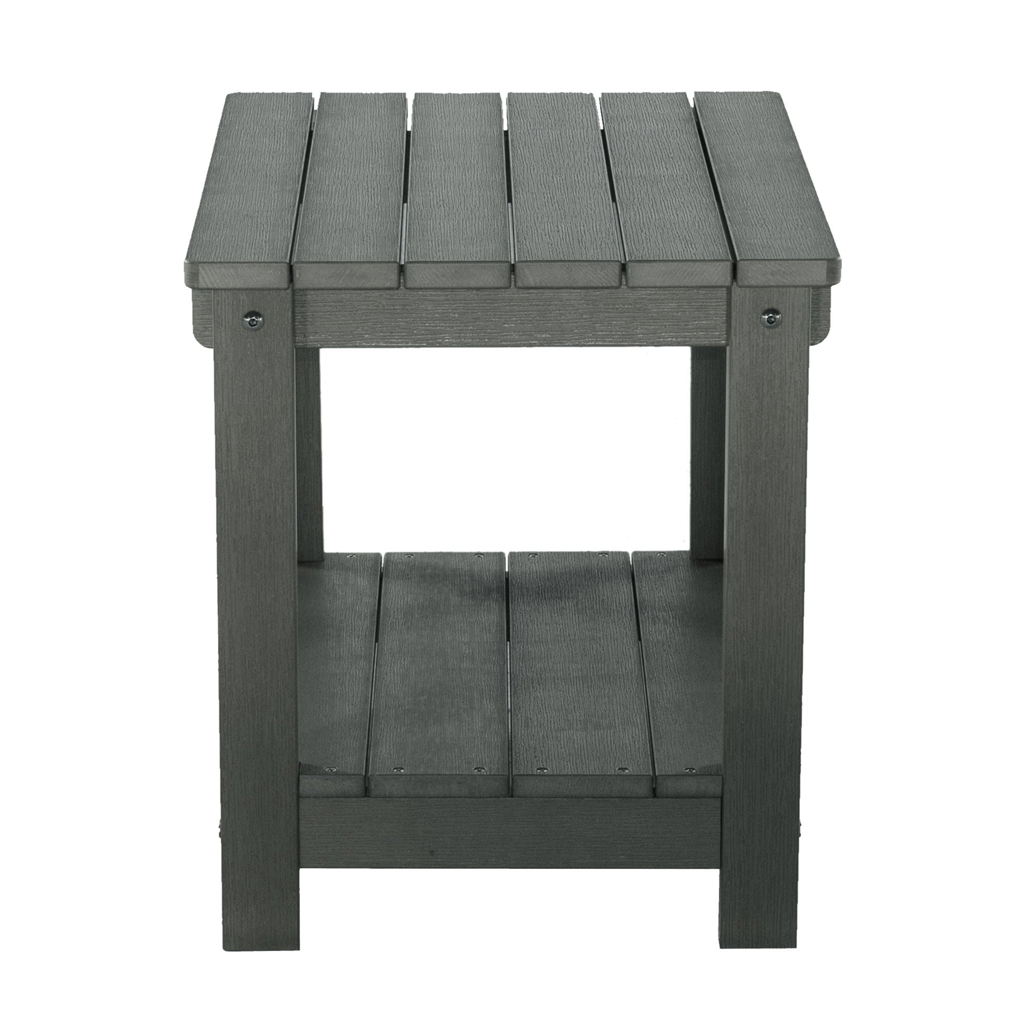 Key West - Weather Resistant Outdoor Indoor Plastic Wood End Table, Patio Rectangular Side Table - Gray