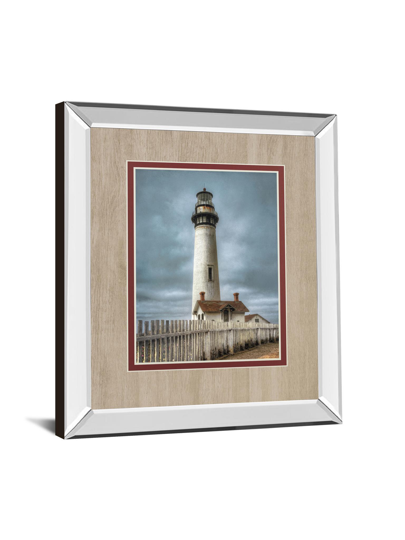 Pigeon Point Lighthouse By Cahill M. Mirrored Frame - Blue