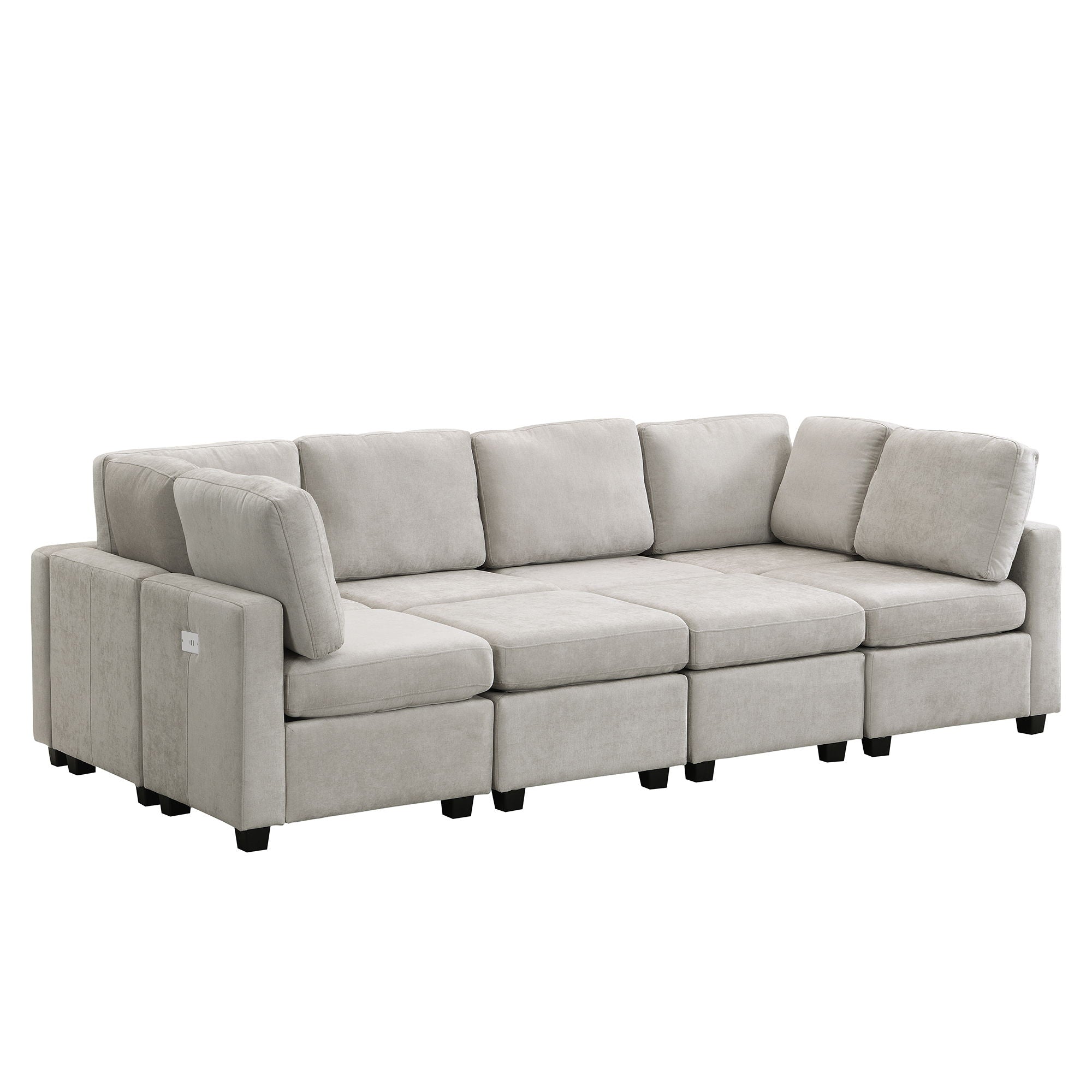 Sectional Sofa Couch Sofa Bed U-Shaped Sofa With Two Movable Ottoman And Three USB Ports For Living Room