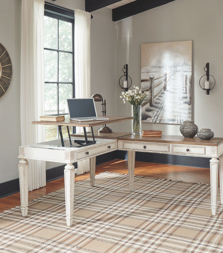 Realyn - White / Brown - Home Office Lift Top Desk by Signature Design by Ashley® | Bel Furniture