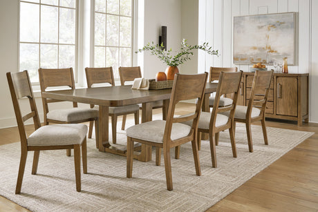 Cabalynn - Dining Room Set Light Brown 10 Pc. Table, 8 Chairs, Server by Signature Design by Ashley® | Bel Furniture