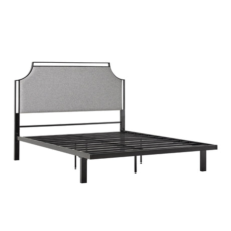 Bed Traditional Upholstered Metal Dark Gray Queen by Walker Edison | Bel Furniture