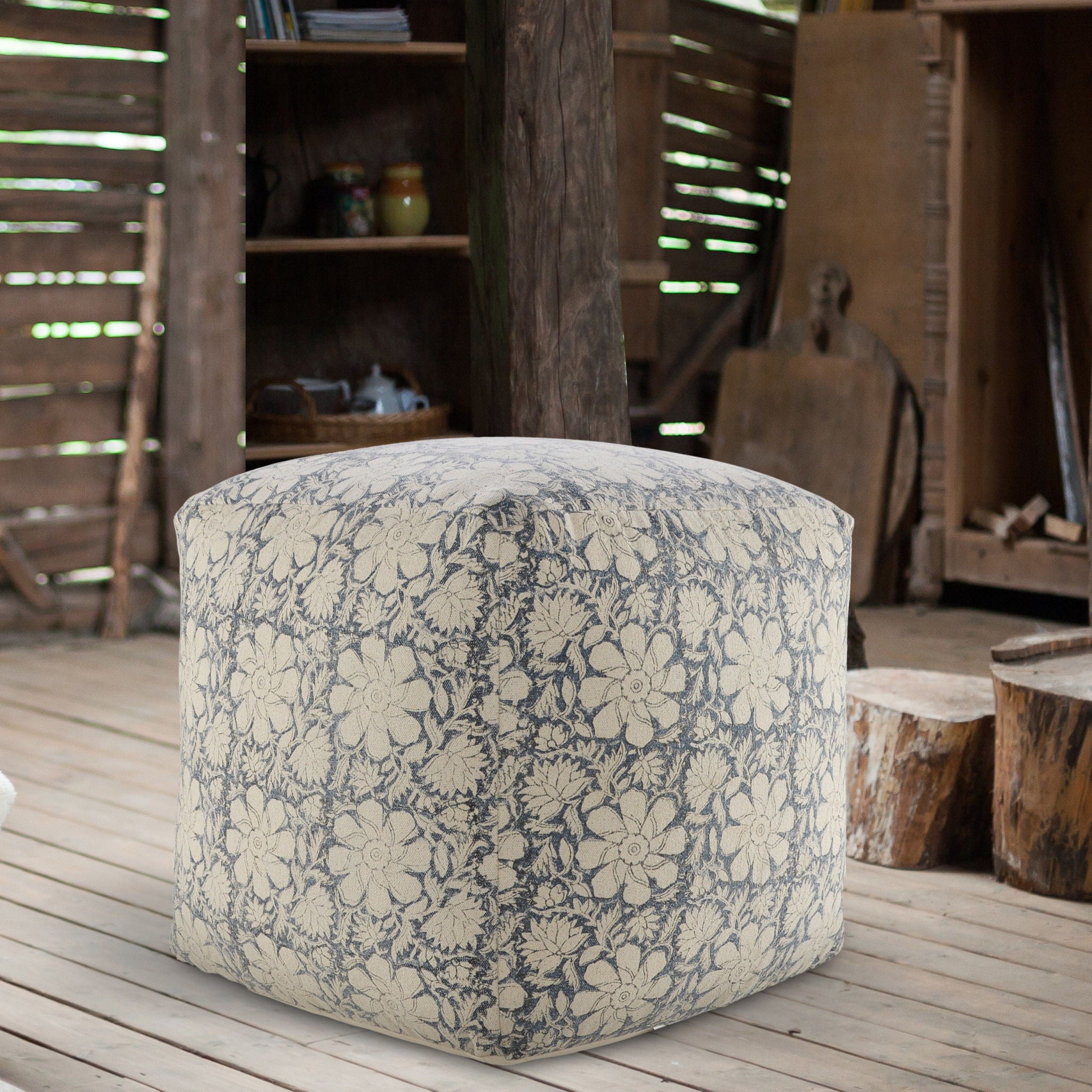 Cotton Square Ottoman - Beige