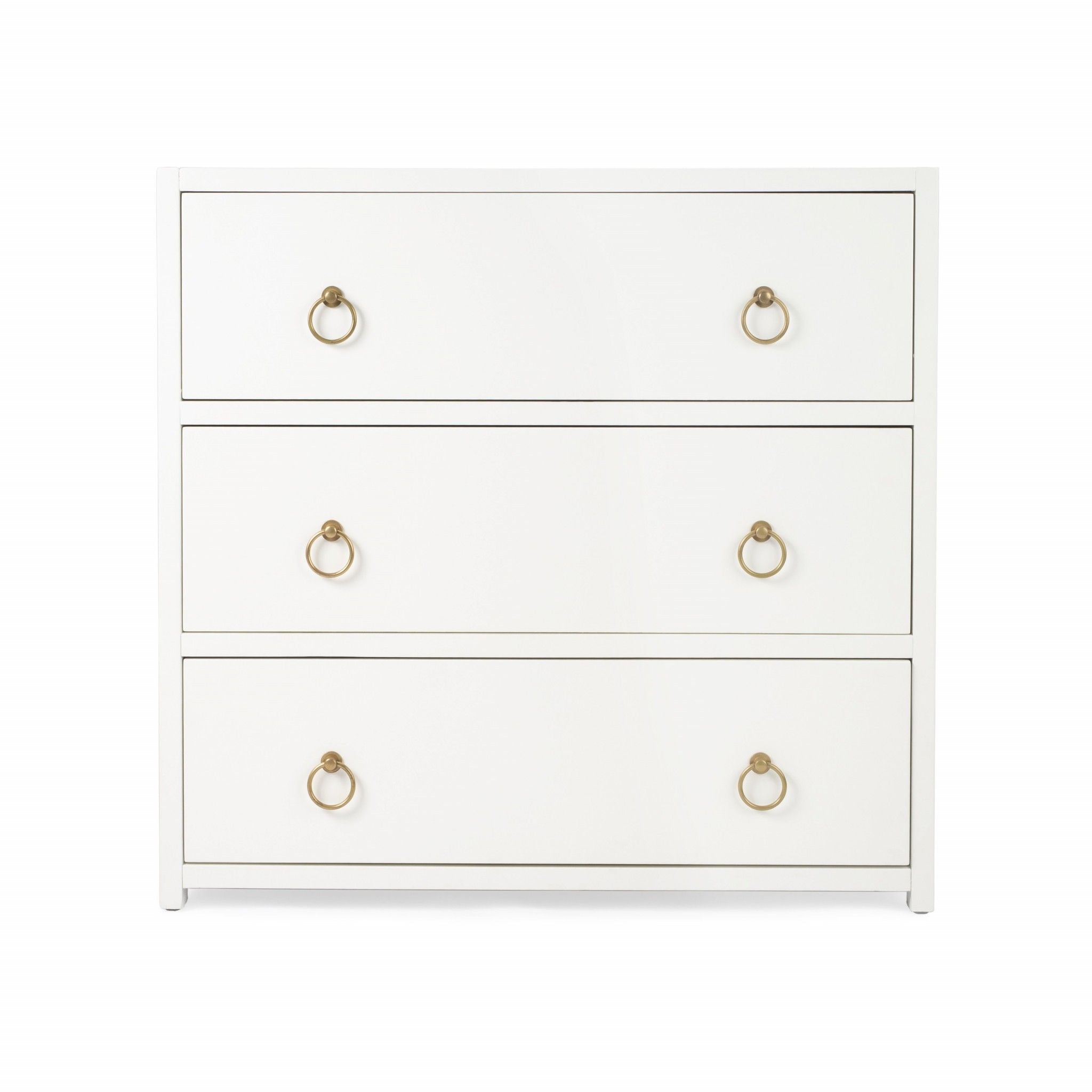 Three Drawer Dresser - White / Gold