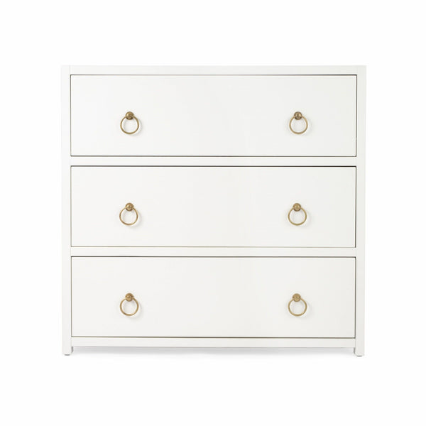 Three Drawer Dresser - White / Gold