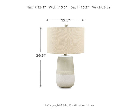 Shavon - Ceramic Table Lamp - Beige / White - view 4