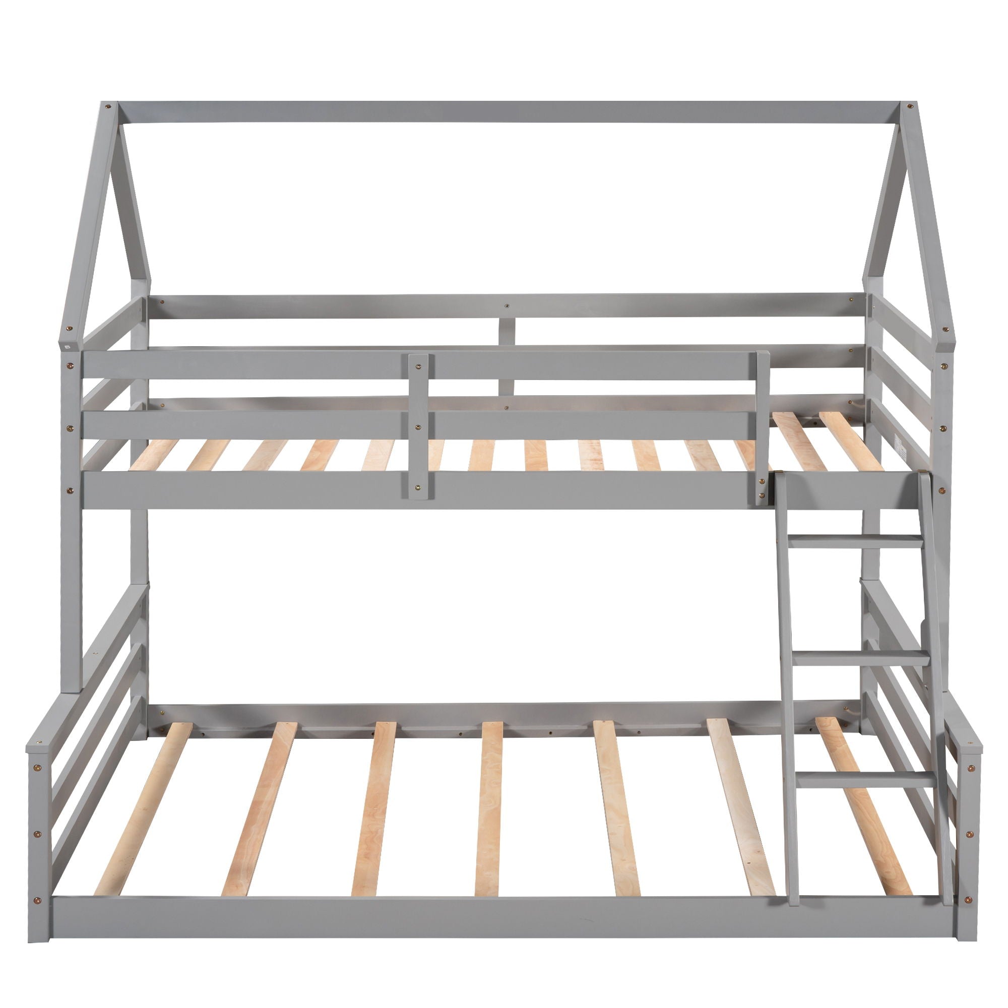 Twin Over Full House Bunk Bed With Built-In Ladder