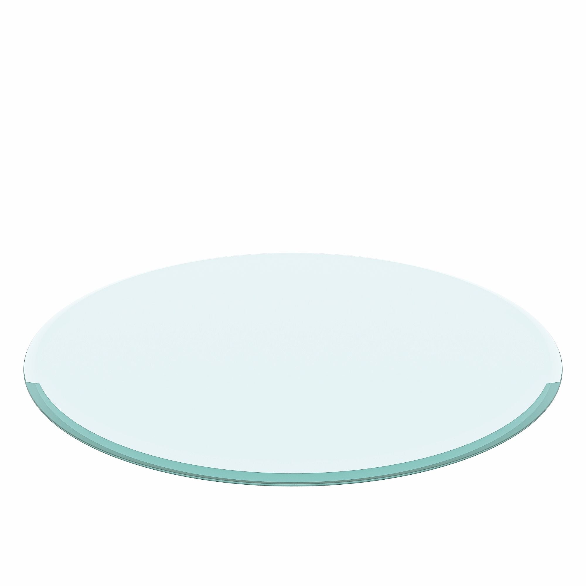 Round Tempered Glass Table Top Clear Glass, Thick Beveled Polished Edge - Black