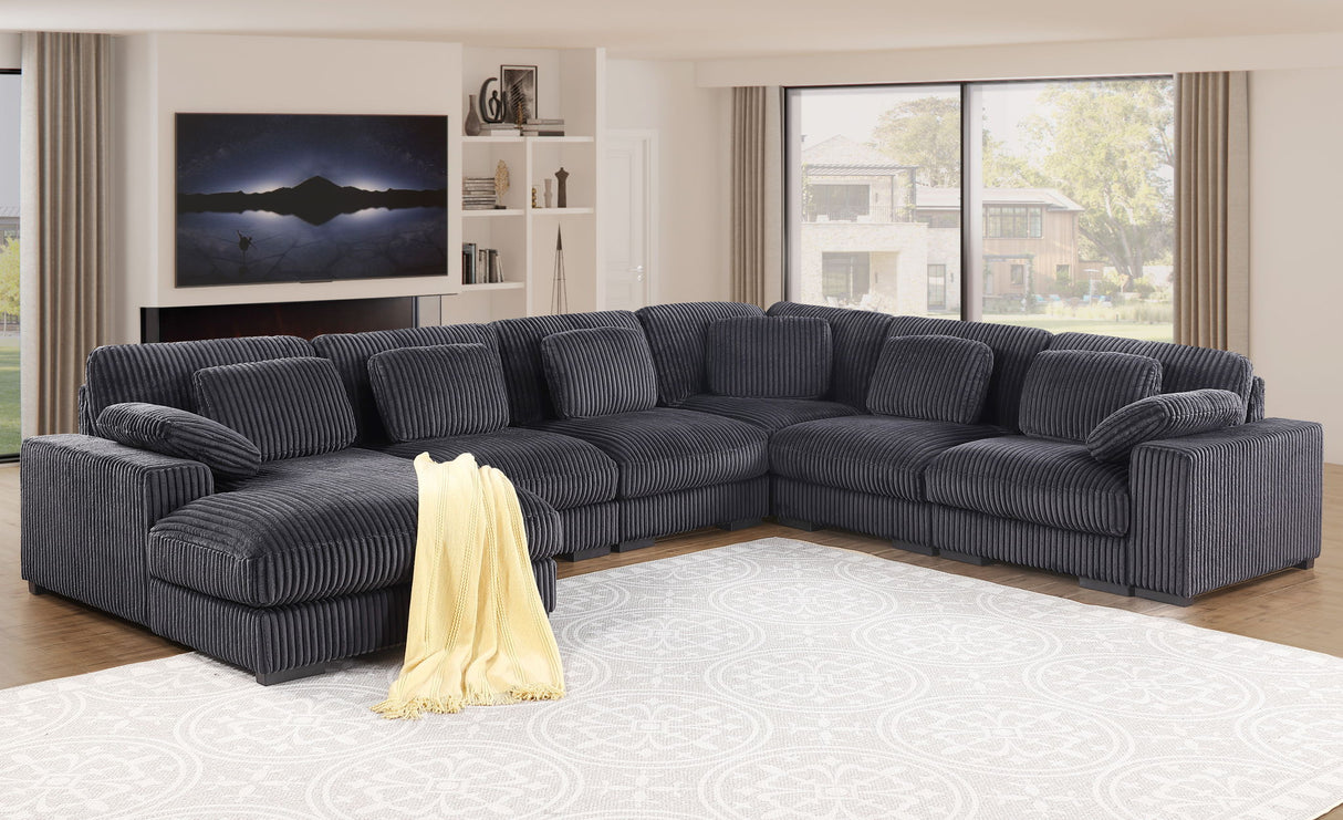 Nadine - Corduroy Modular Corner Sectional Sofa With Left Facing Chaise by Lilola Home | Bel Furniture