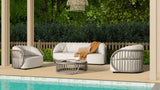 Harper - Indoor/Outdoor Modern Round Coffee Table - Geige Taupe Aluminum by Jennifer Taylor Home | Bel Furniture