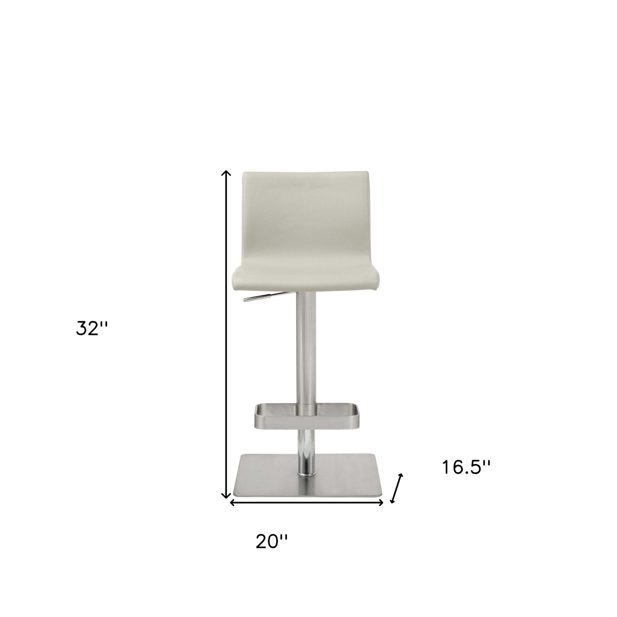 Stainless Steel Counter Height Bar Chair - Light Gray / Silver