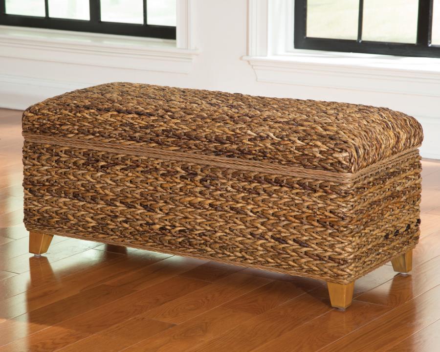 Laughton - Hand - Woven Banana Leaf Storage Trunk - Amber by CoasterEssence | Bel Furniture