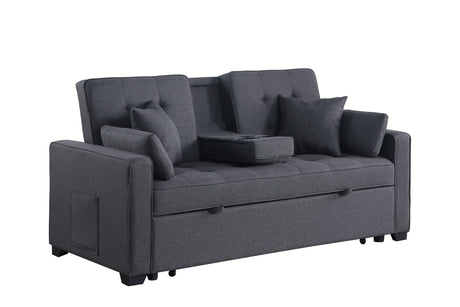 Cody II - Convertible Sleeper Loveseat With Cup Holder, Charging Ports and Pocket - Dark Gray - view 9