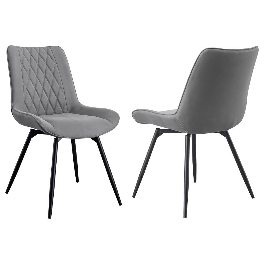 Diggs - Upholstered Swivel Dining Side Chair (Set of 2) - Gray by CoasterEssence | Bel Furniture
