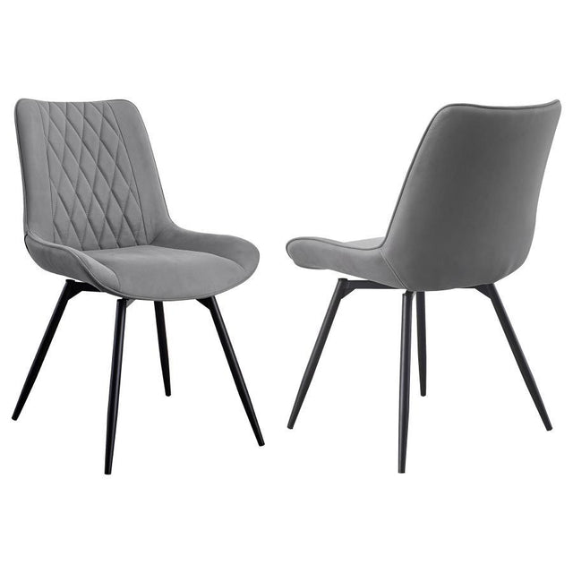 Diggs - Upholstered Swivel Dining Side Chair (Set of 2) - Gray by CoasterEssence | Bel Furniture