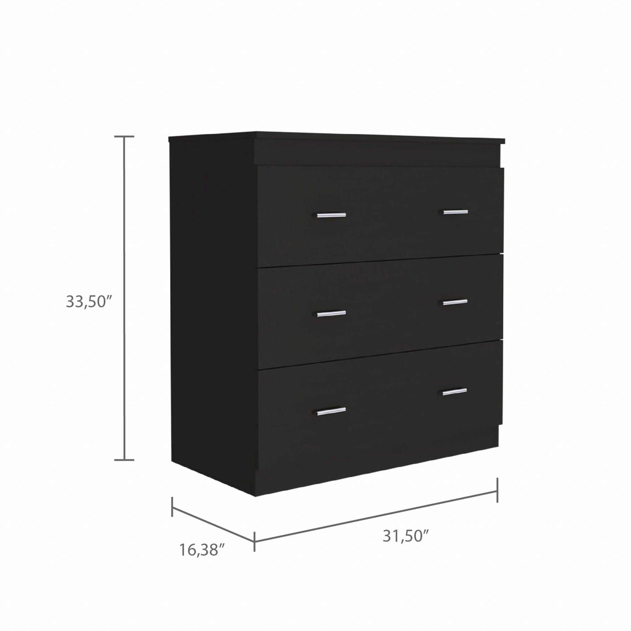 Wengue Three Drawer Dresser - Black