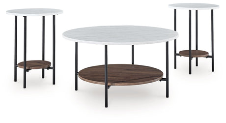 Wrenwich - Brown / Black / White - Occasional Table Set (Set of 3) by Signature Design by Ashley® | Bel Furniture