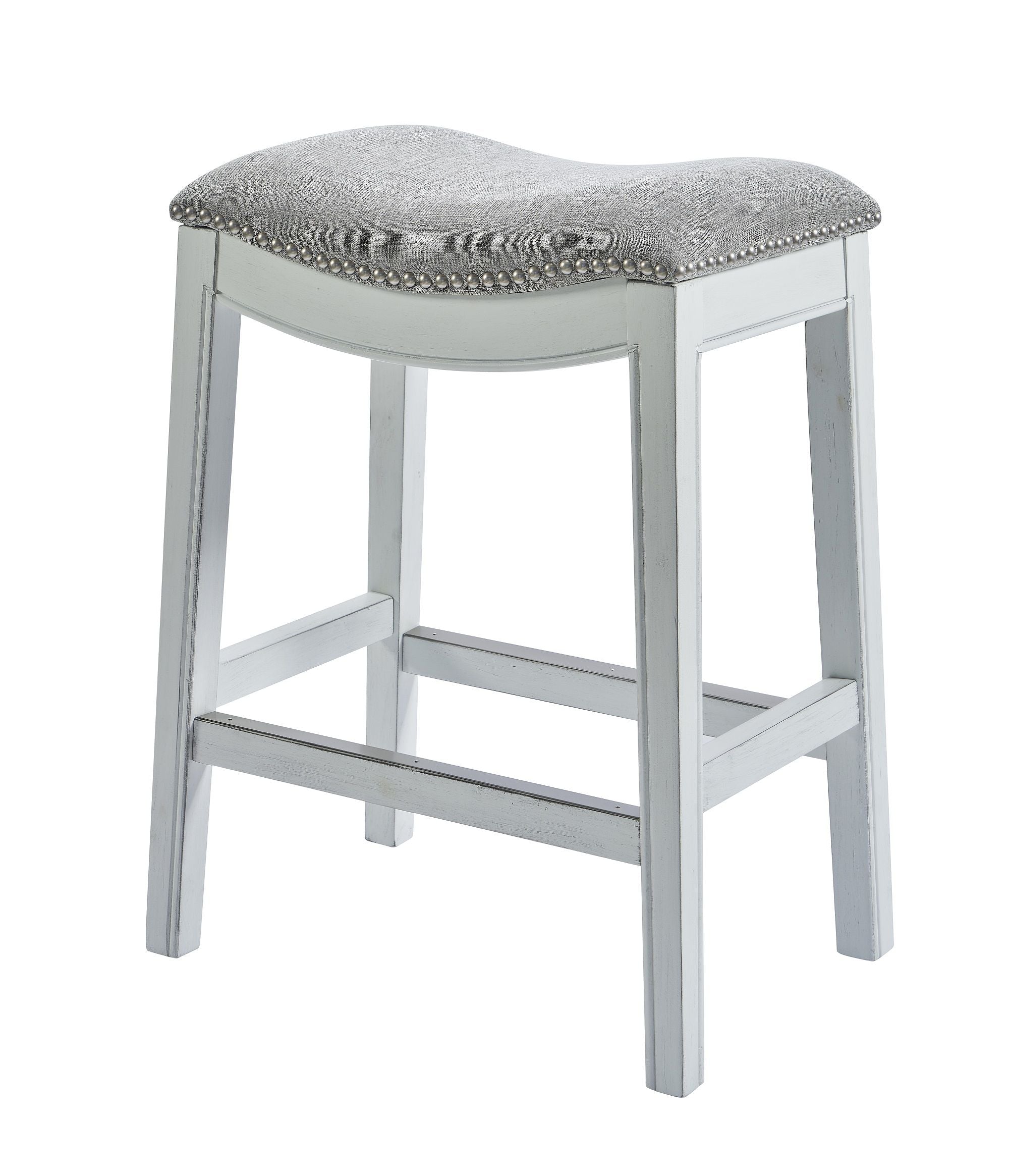 Solid Wood Backless Counter Height Bar Chair - Gray / White