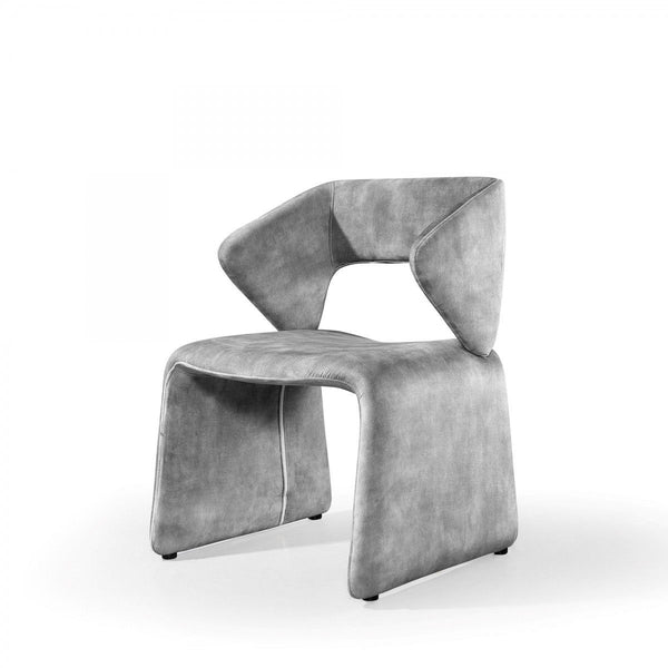 Velvet Solid Color Side Chair - Light Gray