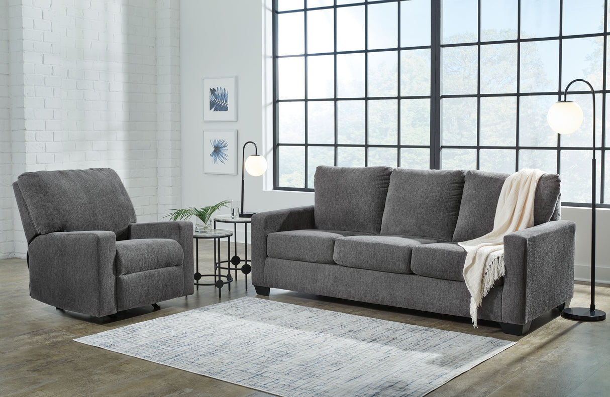 Rannis - Living Room Set Dark Gray 2 Pc. Sofa Sleeper, Rocker Recliner Queen by Signature Design by Ashley® | Bel Furniture