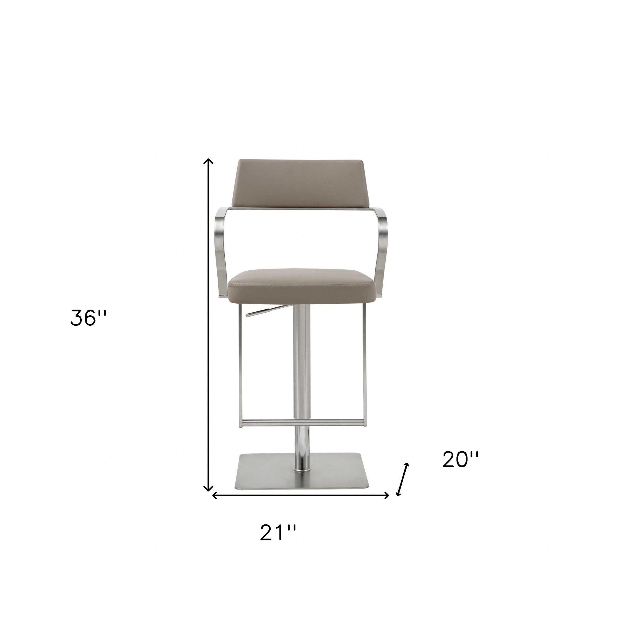 Stainless Steel Bar Chair - Taupe / Silver