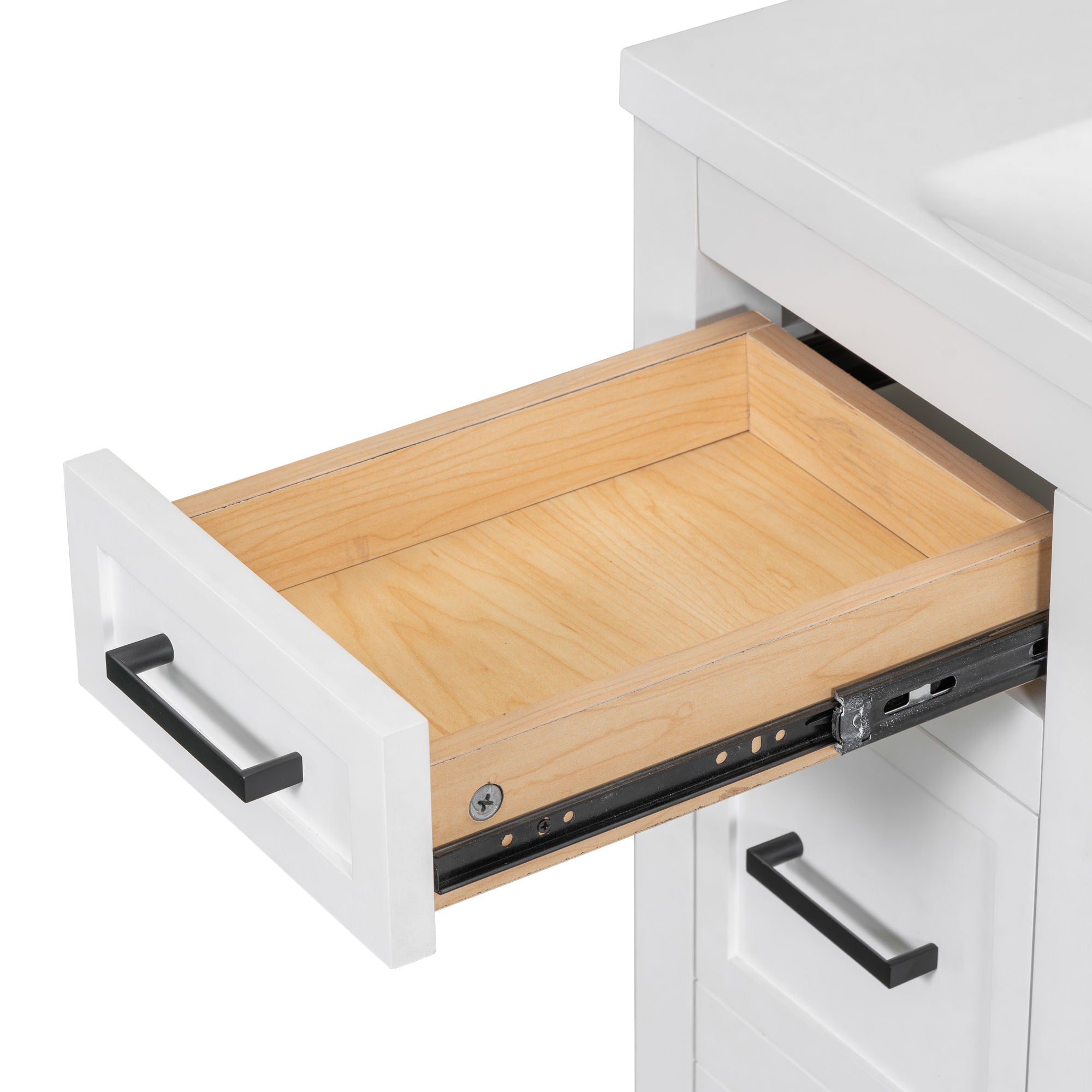 Bathroom Vanity Cabinet With Resin Integrated Sink 4 Drawers, 2 Doors - White