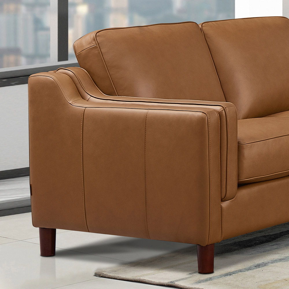 Bella - Leather L-Shape Sectional - Brown