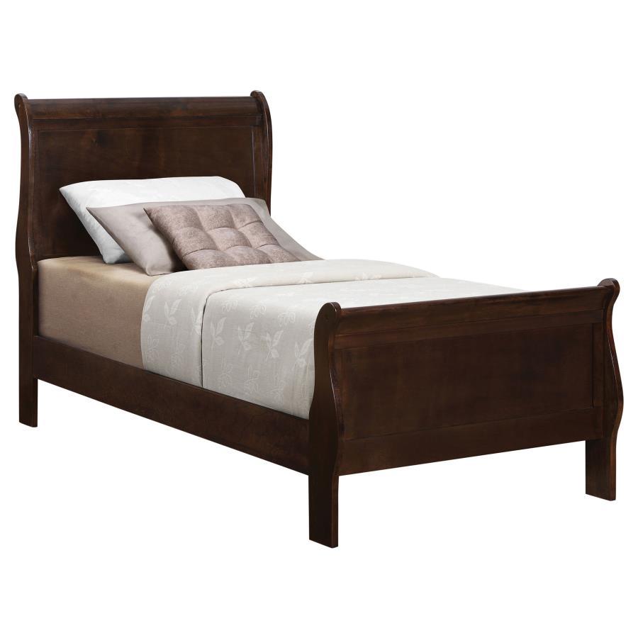 Louis Philippe - Panel Sleigh Bed Dark Brown Twin by CoasterEveryday | Bel Furniture
