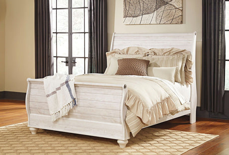 Willowton - Sleigh Bed Light Brown by Signature Design by Ashley® | Bel Furniture
