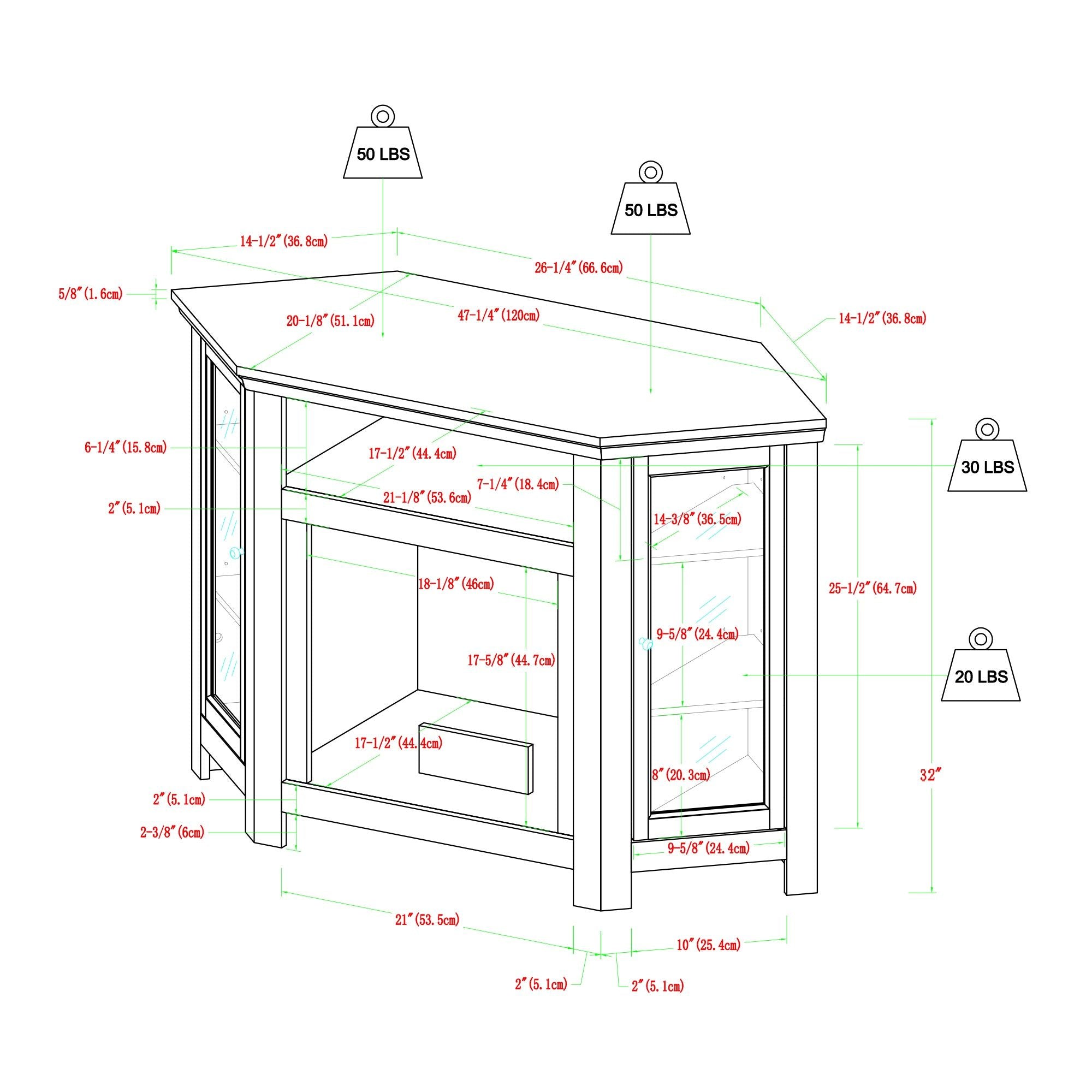 Classic Glass Door Fireplace TV Stand For TVs Up To 55" - White Oak