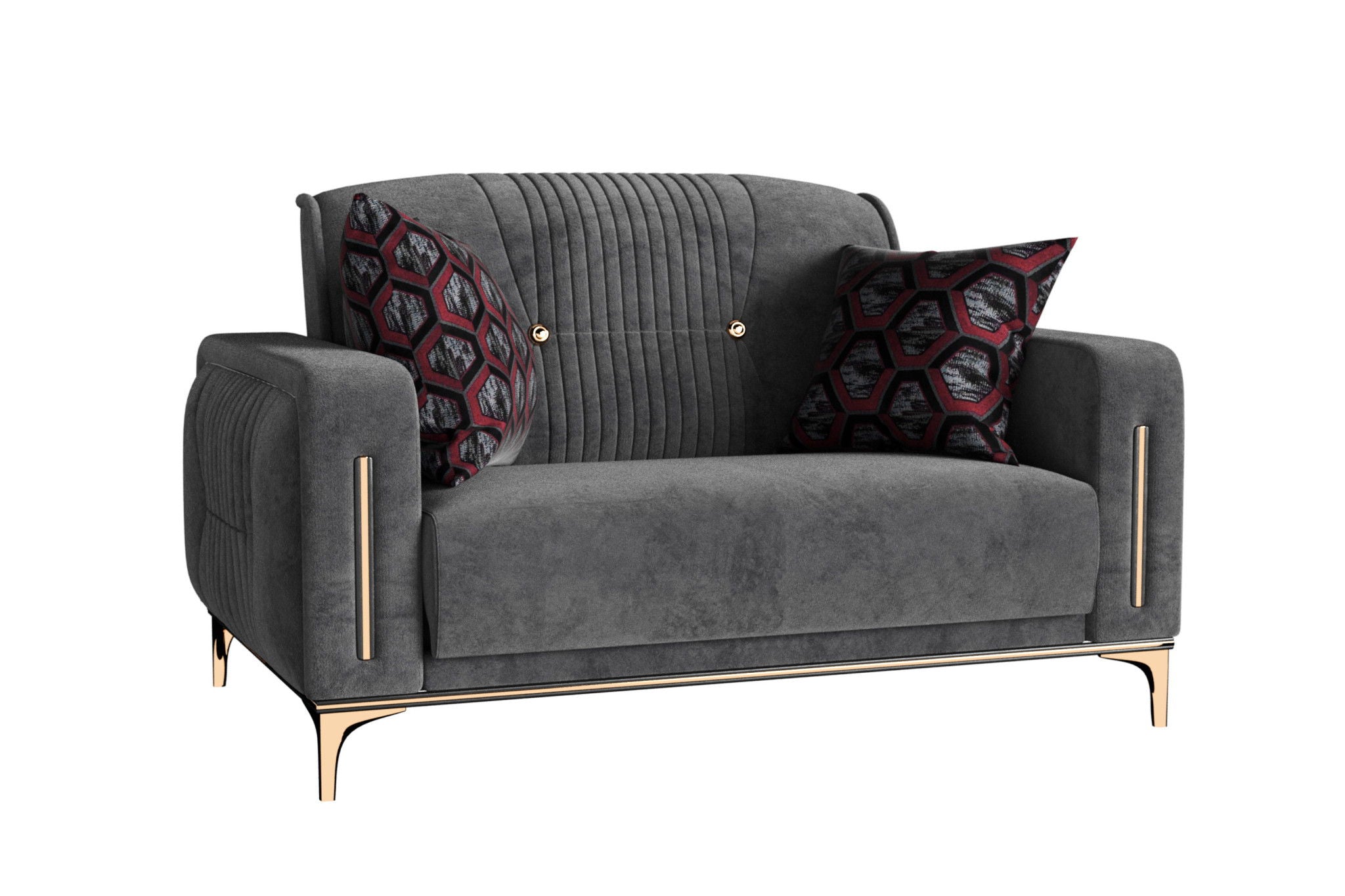 Microfiber Love Seat With Storage - Gray Gold