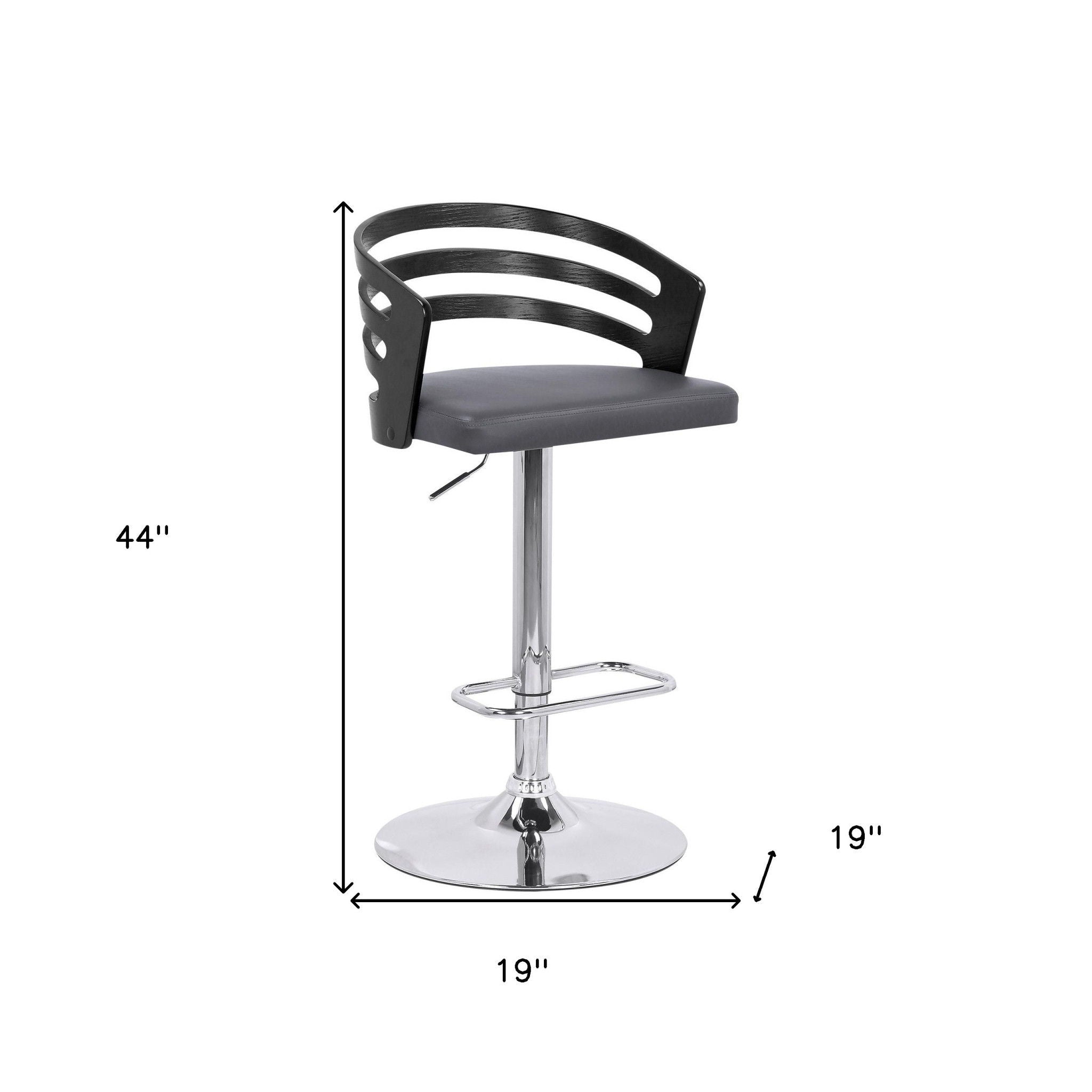 44" Swivel Adjustable Height Bar Chair - Gray / Silver