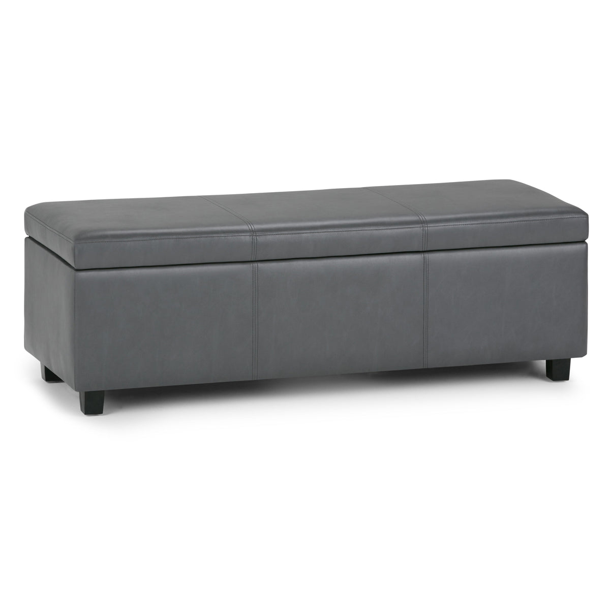 Avalon - Multifunctional Storage Ottoman Bench Dark Gray 48.4"W x 18.1"D x 16.1"H Faux Leather by Simpli-Home | Bel Furniture