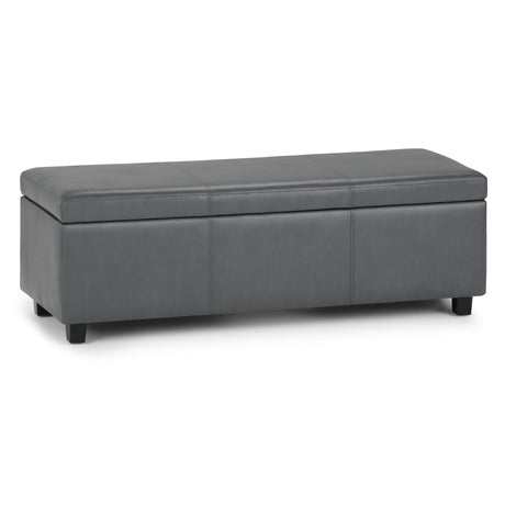 Avalon - Multifunctional Storage Ottoman Bench Dark Gray 48.4"W x 18.1"D x 16.1"H Faux Leather by Simpli-Home | Bel Furniture