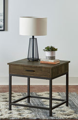 Byers - 1-Drawer Square Engineered Wood End Table - Brown Oak by CoasterEssence | Bel Furniture