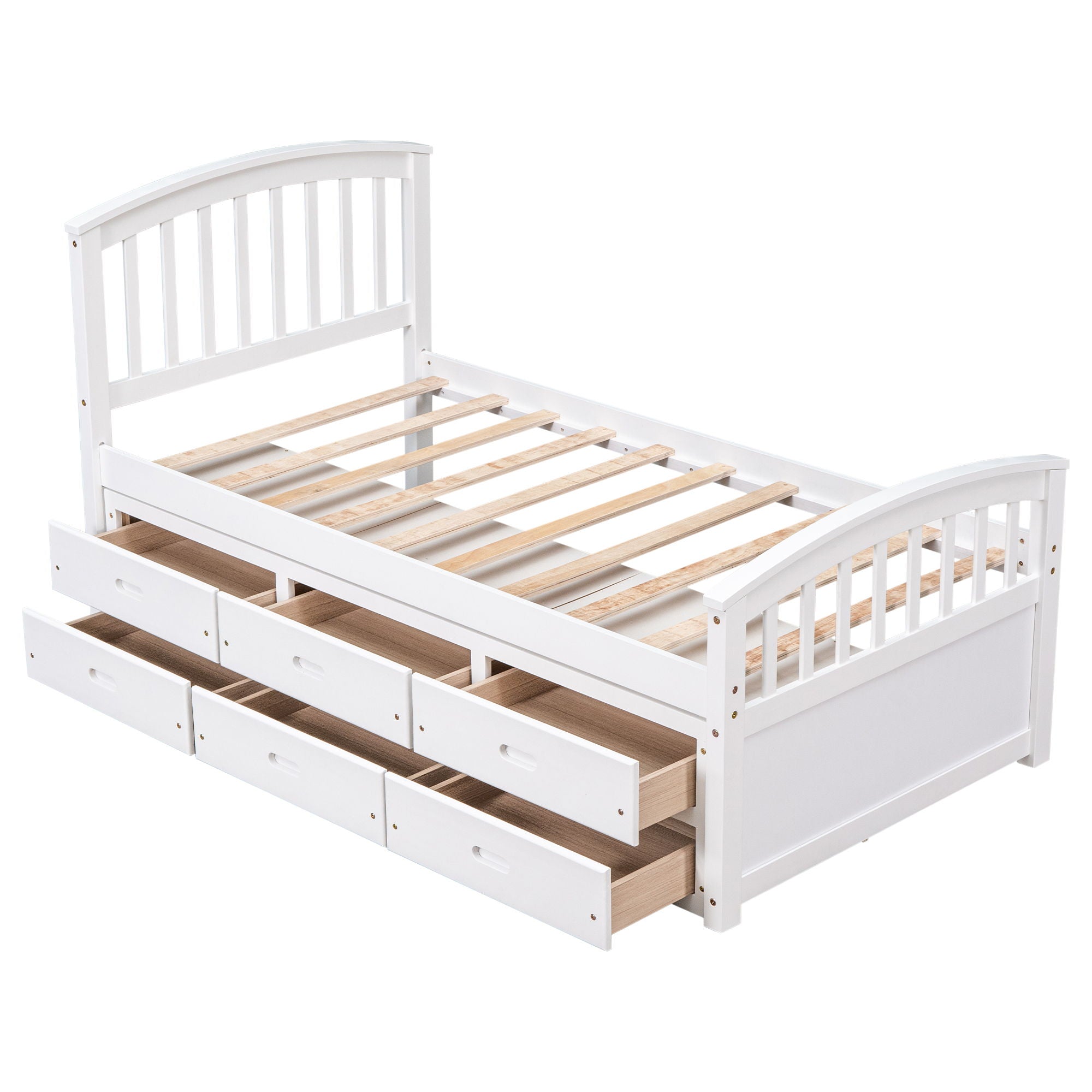 Platform Storage Bed Solid Wood Bed With 6 Drawers