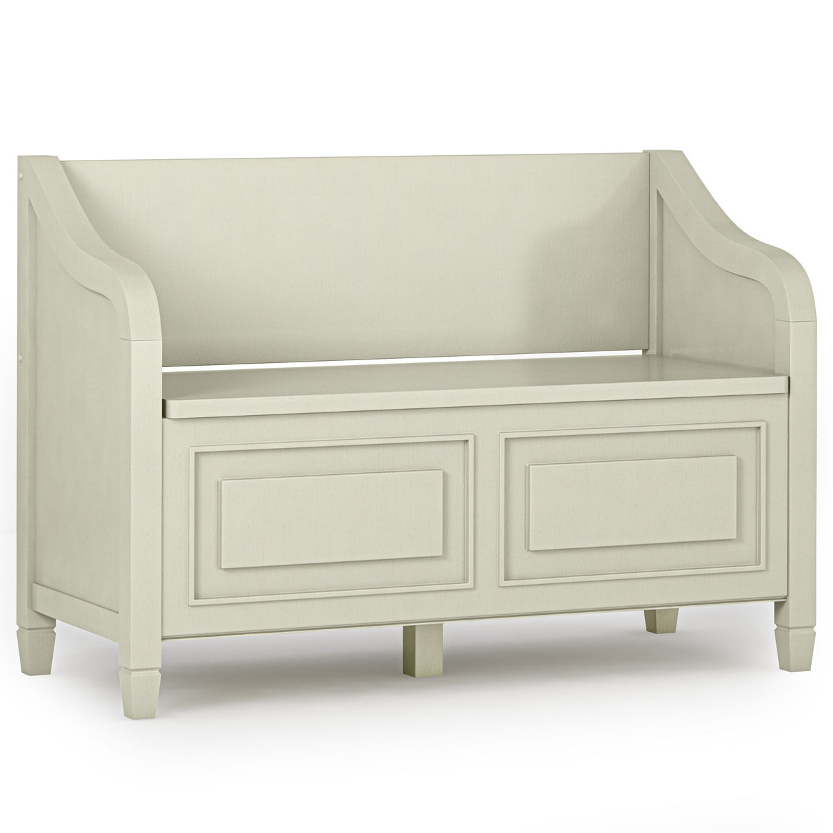Connaught - Storage Bench White 42"W x 18"D x 29.5"H by Simpli-Home | Bel Furniture