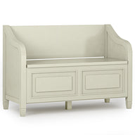 Connaught - Storage Bench White 42"W x 18"D x 29.5"H by Simpli-Home | Bel Furniture