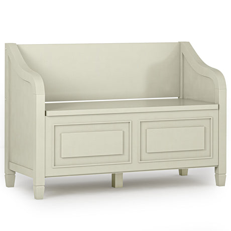 Connaught - Storage Bench White 42"W x 18"D x 29.5"H by Simpli-Home | Bel Furniture