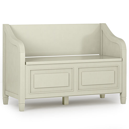 Connaught - Storage Bench White 42"W x 18"D x 29.5"H by Simpli-Home | Bel Furniture