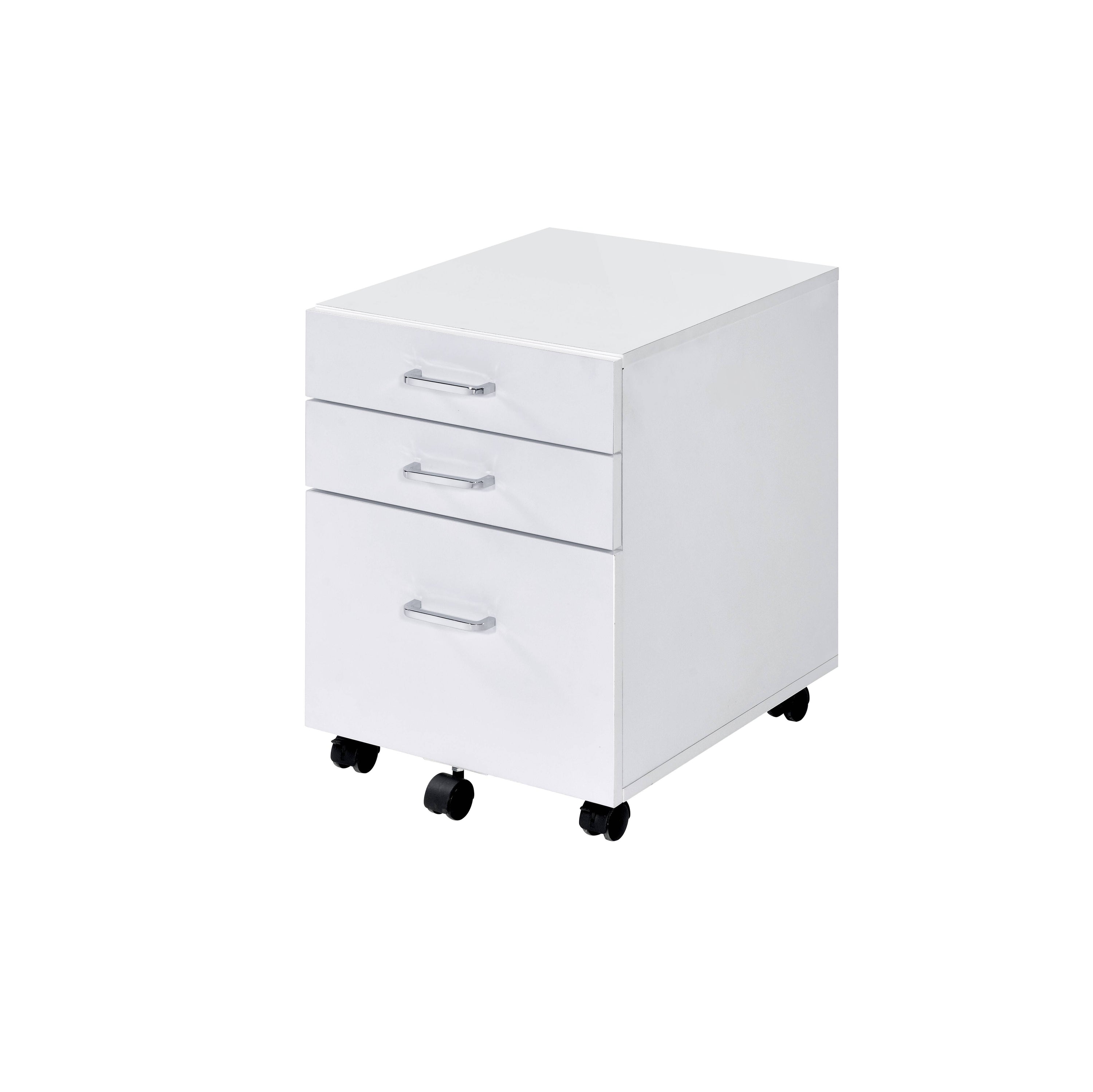 Tennos - File Cabinet - White / Chrome