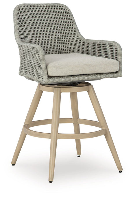 Seton Creek - Beige / Gray - Barstool With Cushion (Set of 2) by Signature Design by Ashley® | Bel Furniture